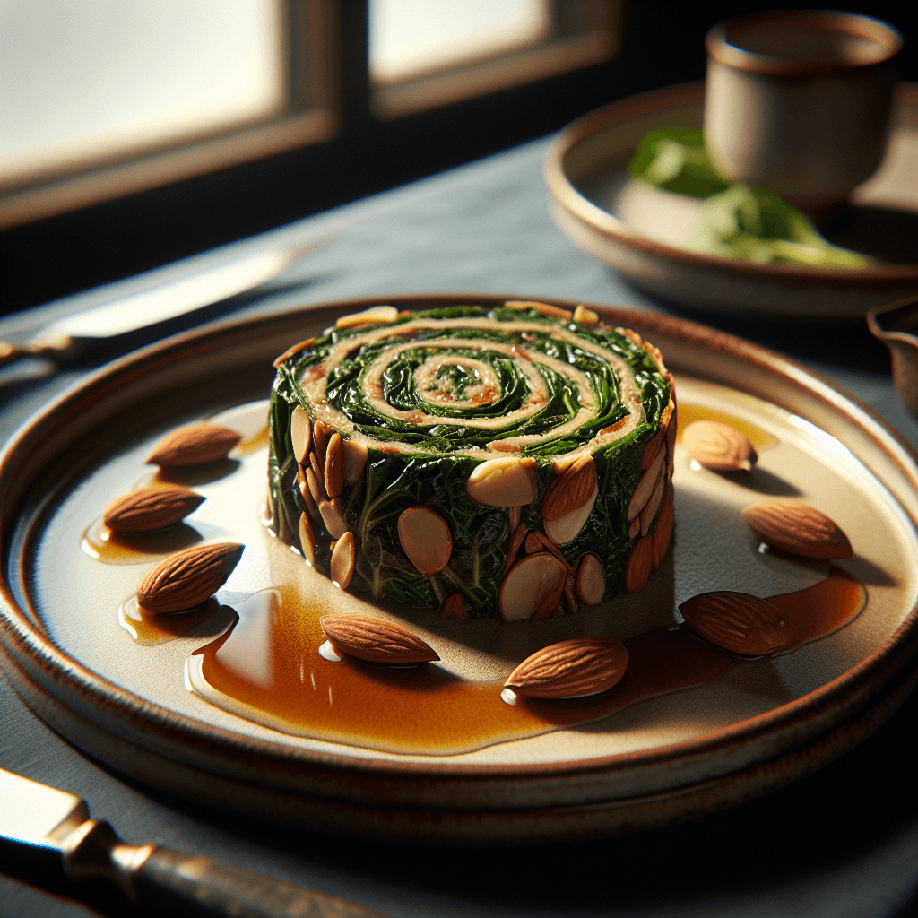 Mediterranean Almond-Crusted Swiss Chard Terrine