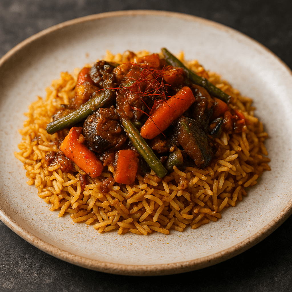 Mughlai Biryani Royale with Spiced Vegetables and Saffron Essence